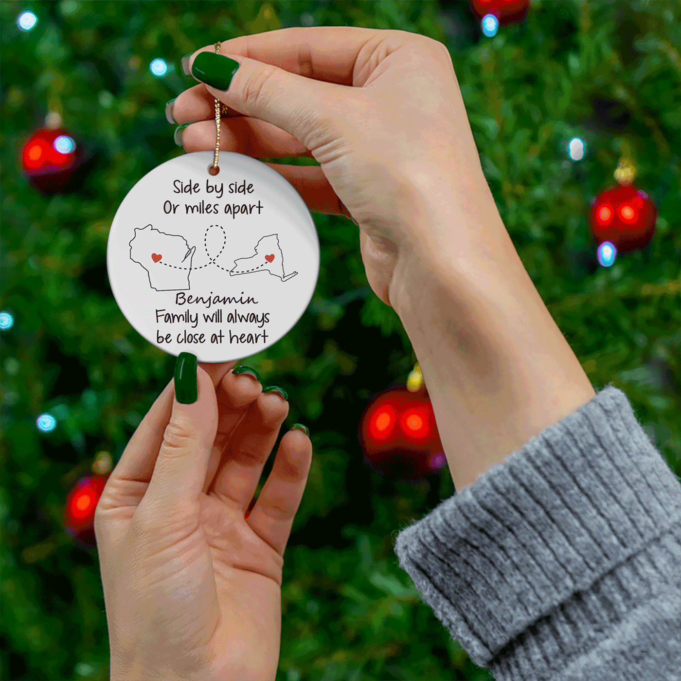Long-Distance Family Christmas | Close at Heart Gift | Ceramic Ornament